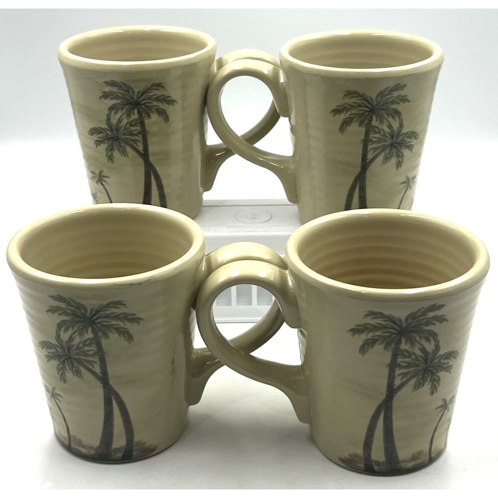 4 Bahamas Palm Tree Melamine Coffee Mug 16 oz Tabletops Unlimited VTG Retired